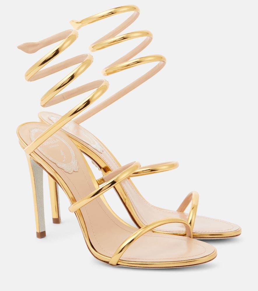 rene caovilla cleo 105 mirrored leather sandals