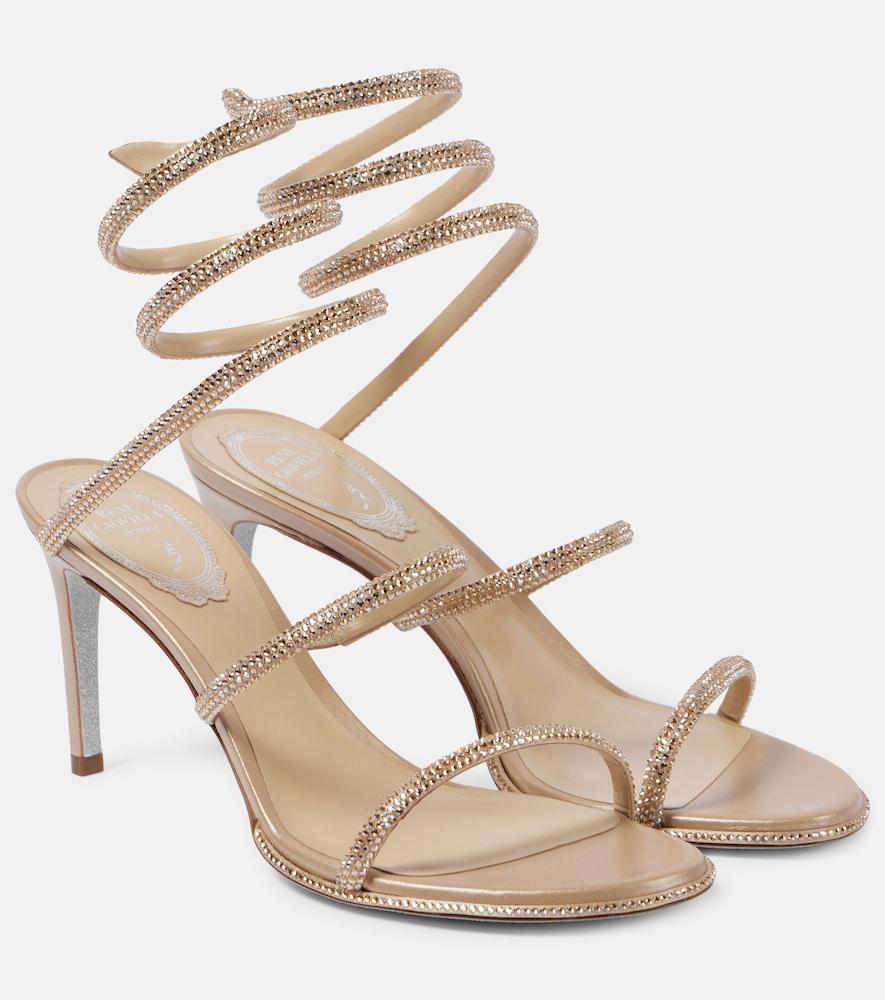 rene caovilla cleo 80 embellished satin sandals