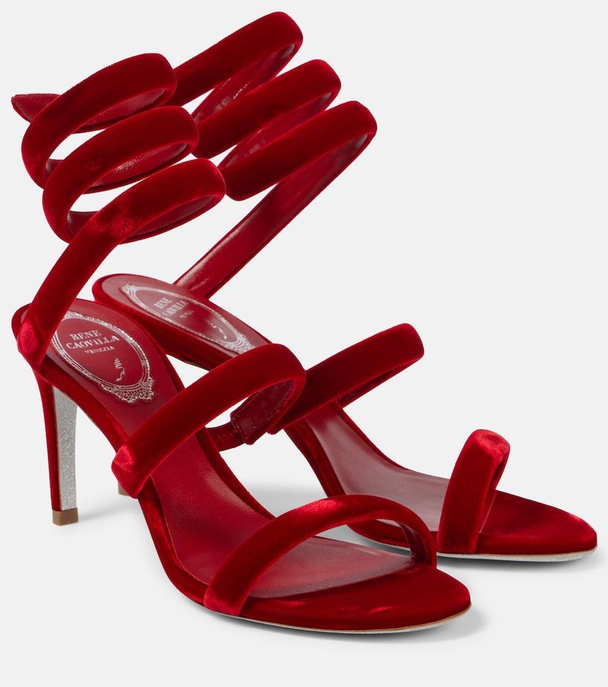 rene caovilla cleo 80 velvet sandals