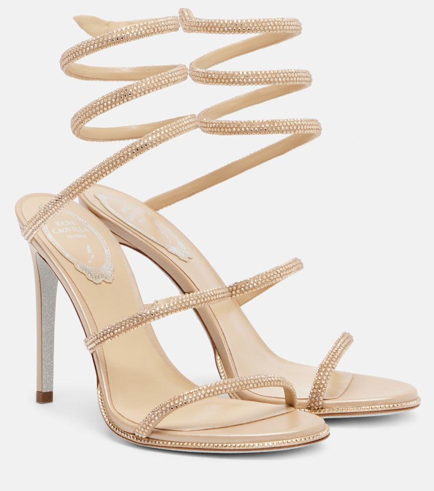 rene caovilla cleo embellished leather sandals