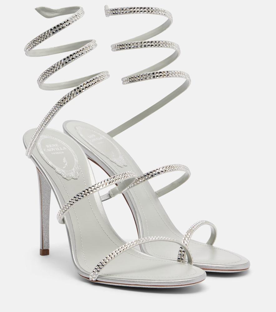 rene caovilla cleo embellished satin sandals