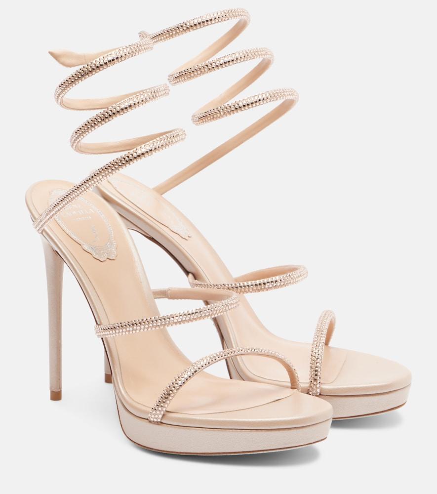 rene caovilla cleo embellished satin sandals