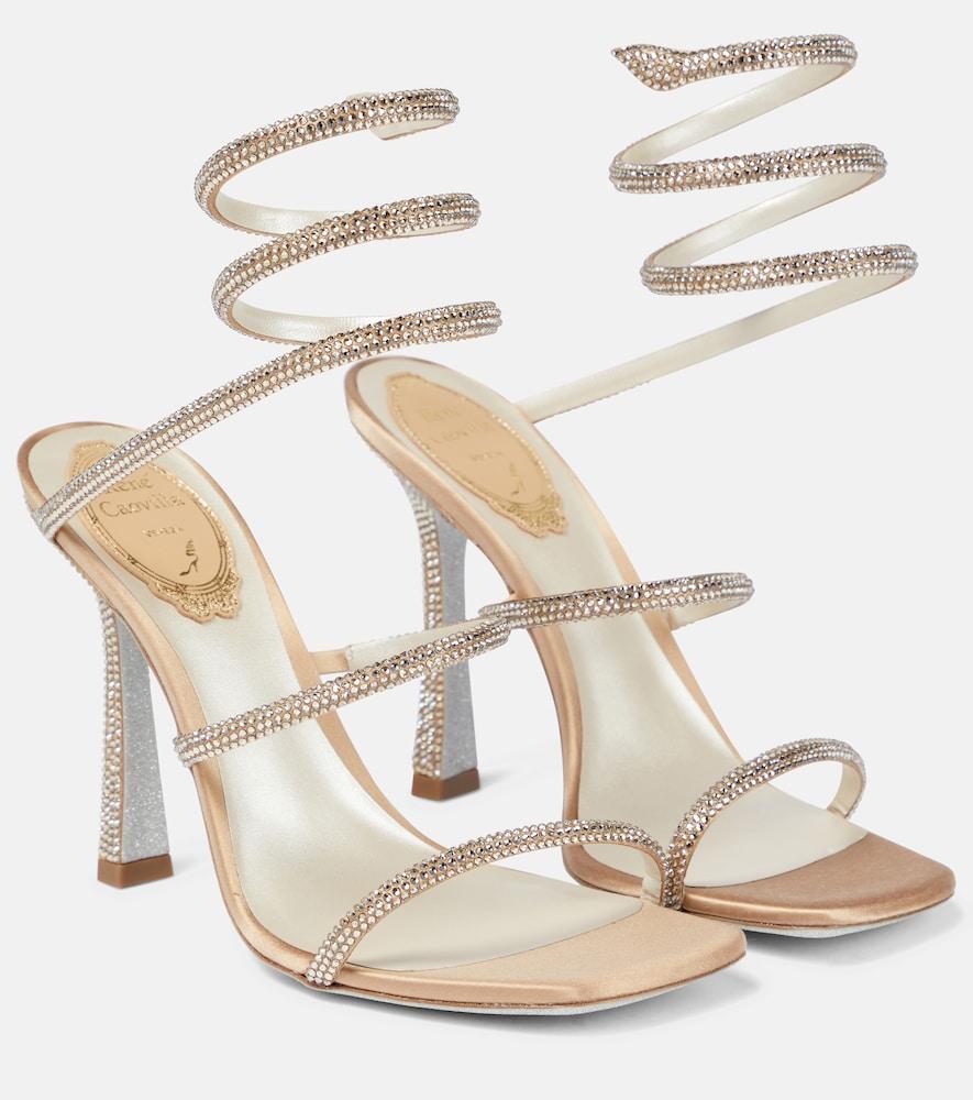 rene caovilla cleo embellished satin sandals