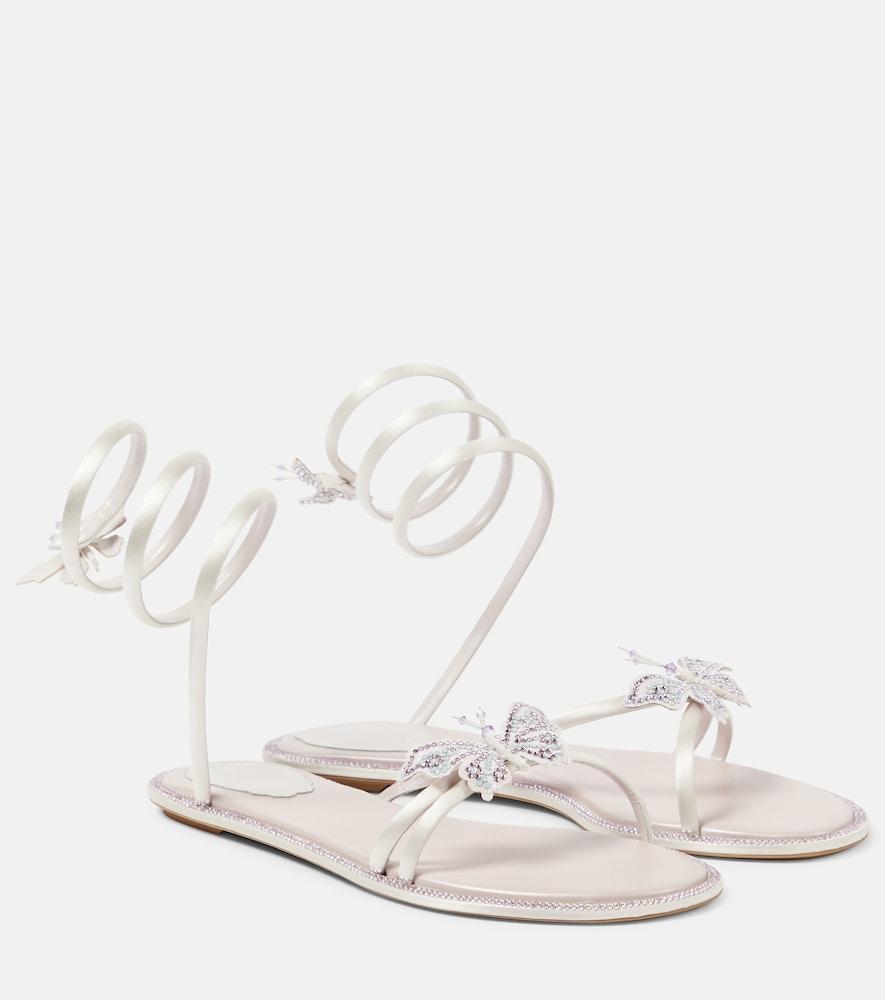 rene caovilla cleo embellished satin sandals