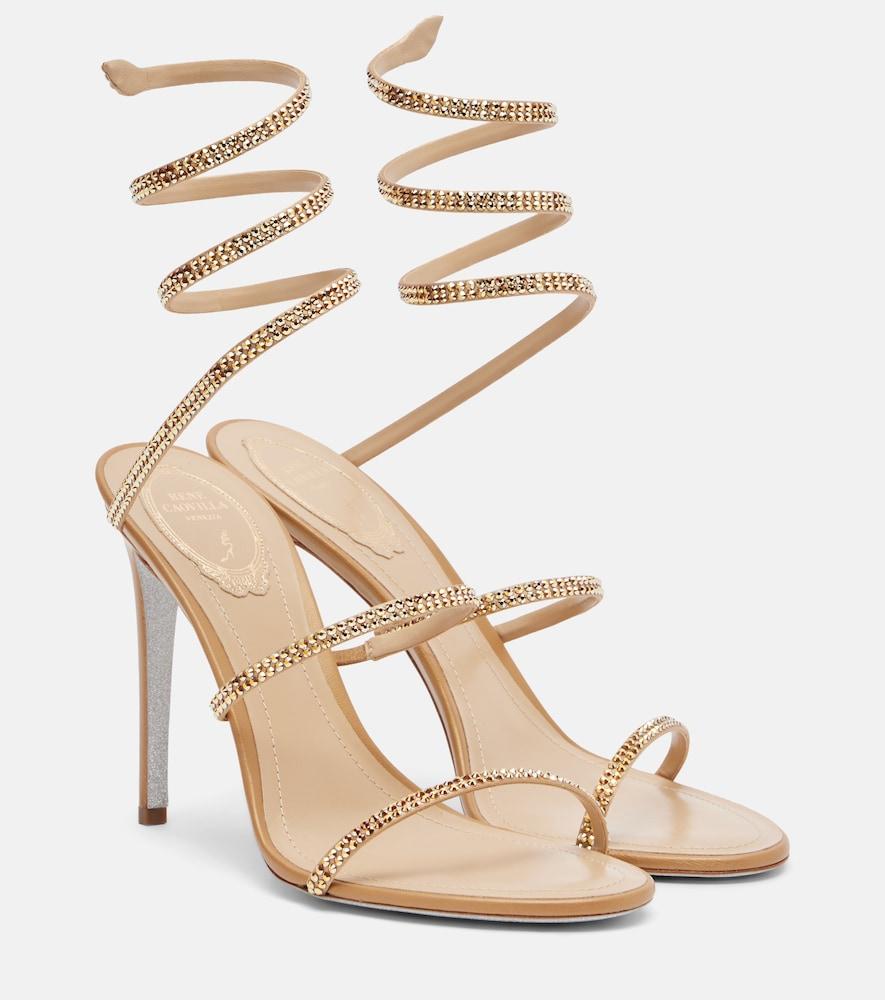 rene caovilla cleo embellished satin sandals