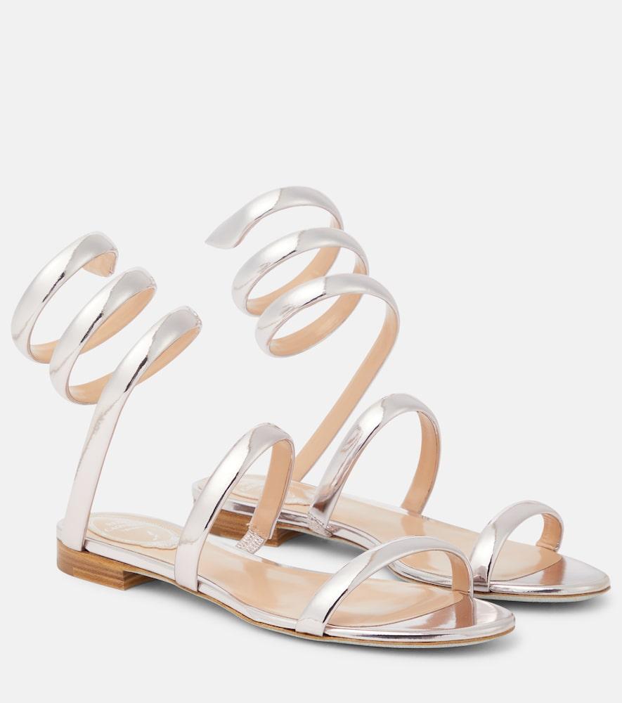 rene caovilla cleo mirrored leather sandals