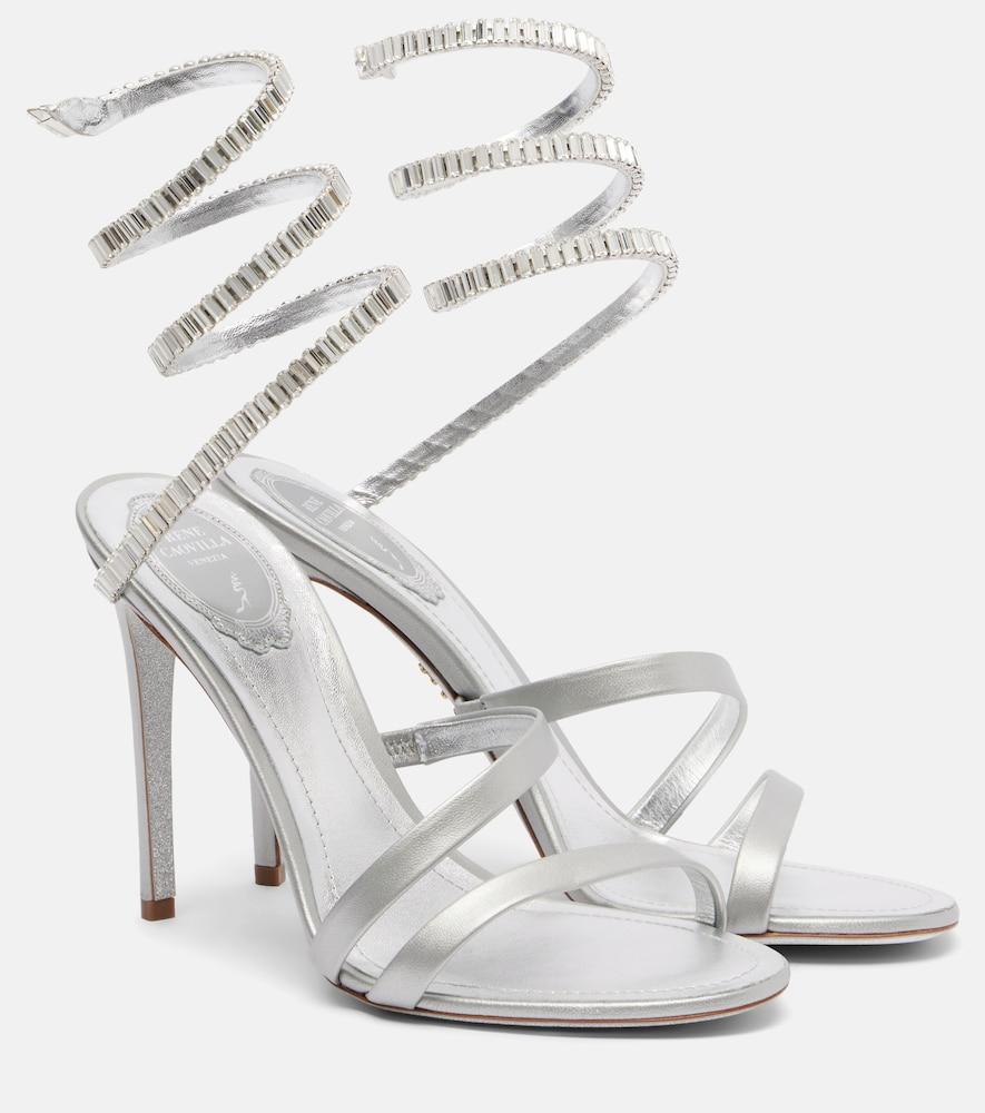 rene caovilla cleo spark 105 metallic leather sandals