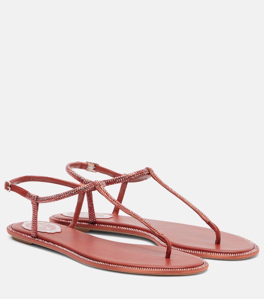 rene caovilla diana embellished satin thong sandals