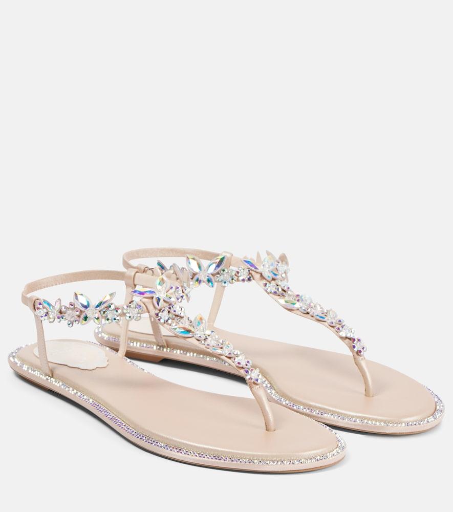 rene caovilla embellished satin sandals
