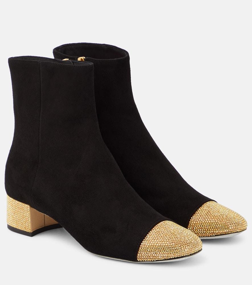 rene caovilla embellished suede ankle boots