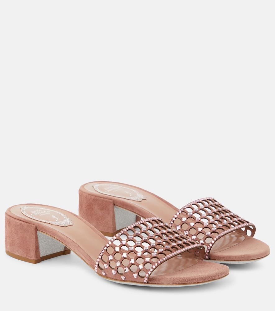 rene caovilla embellished suede mules
