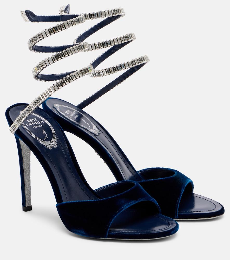 rene caovilla spark 105 embellished velvet sandals