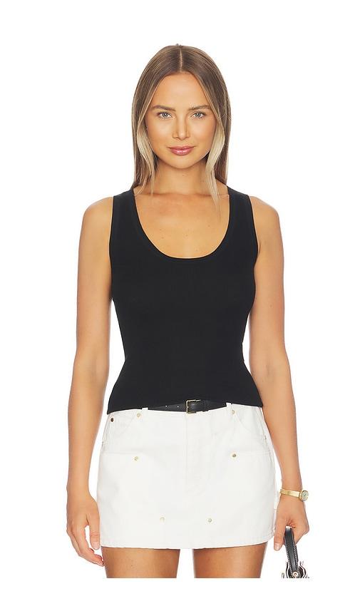 renggli scoop neck rib tank in black.