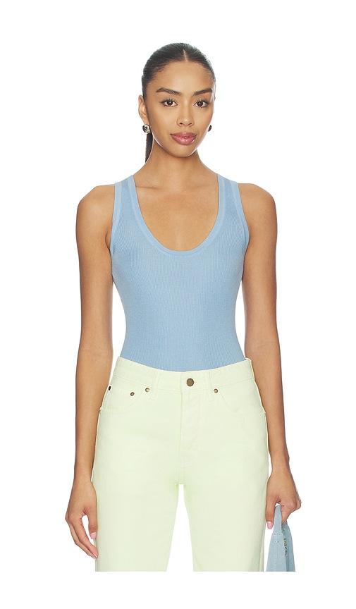 renggli scoop neck rib tank in blue.