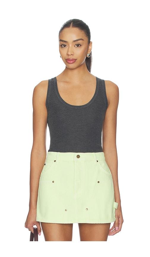 renggli scoop neck rib tank in charcoal.