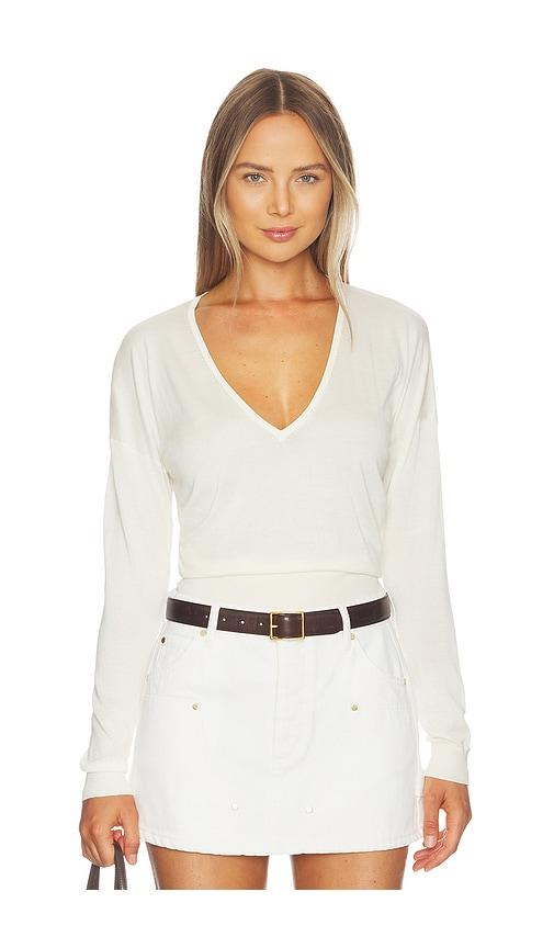 renggli silk cashmere v neck sweater in white.