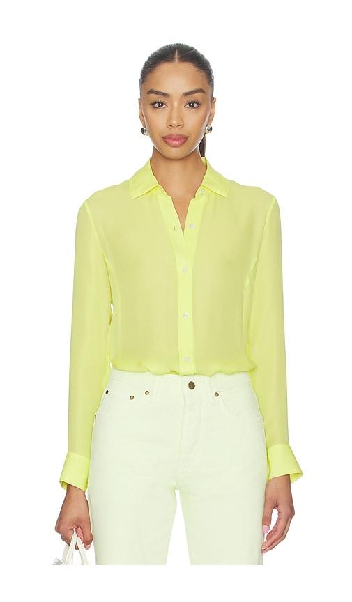 renggli silk georgette button up shirt in yellow.