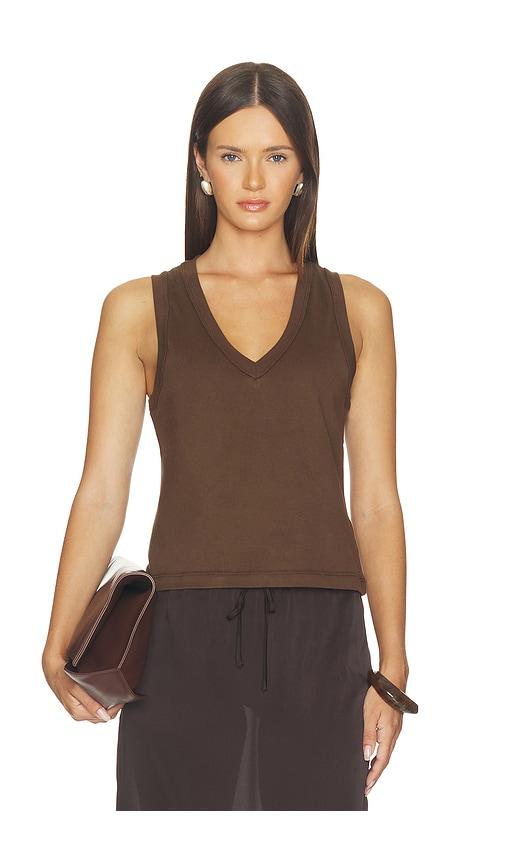 renggli v-neck tank in brown. - size l (also in xs, s, m, xl/1x)
