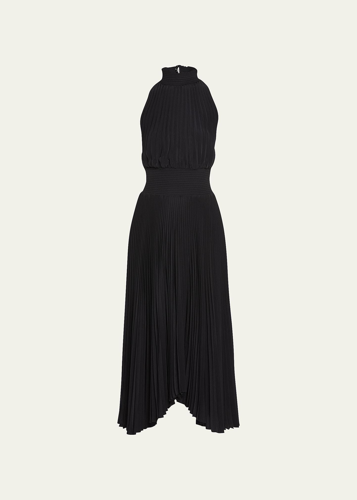 renzo pleated halter dress