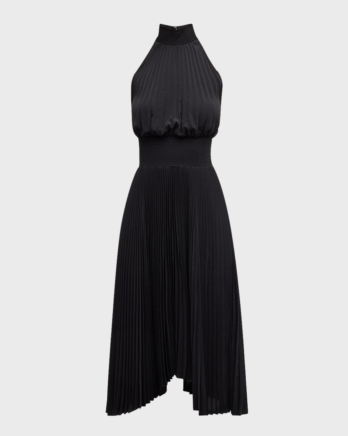 renzo pleated halter dress