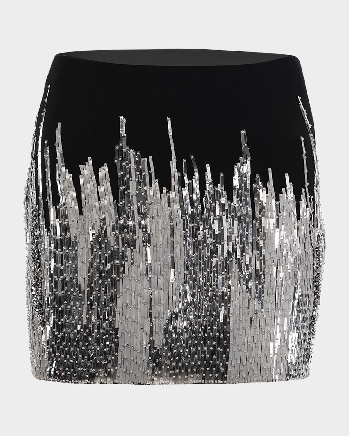 reptilian sequined mini skirt
