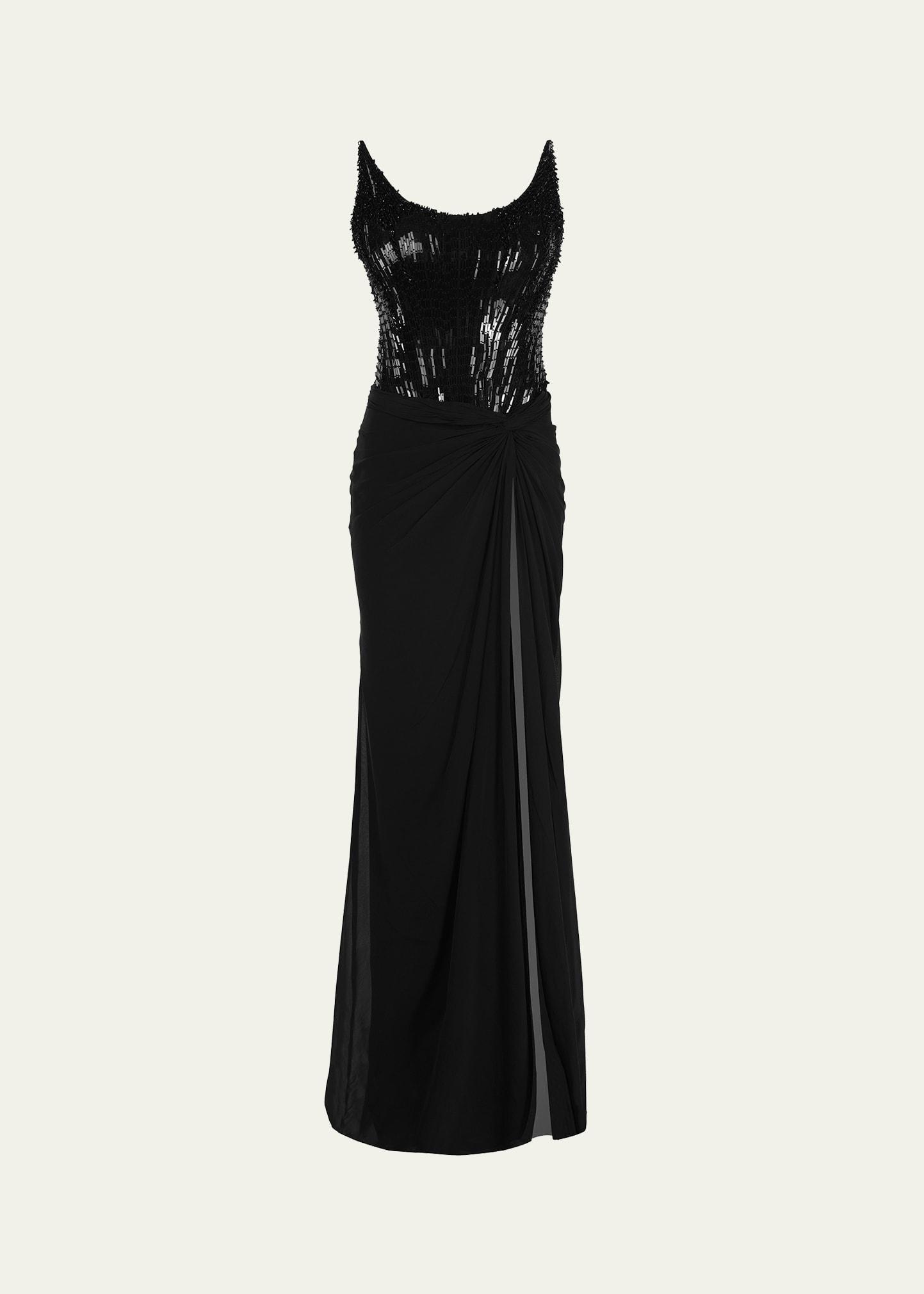 reptilian strapless corset gown