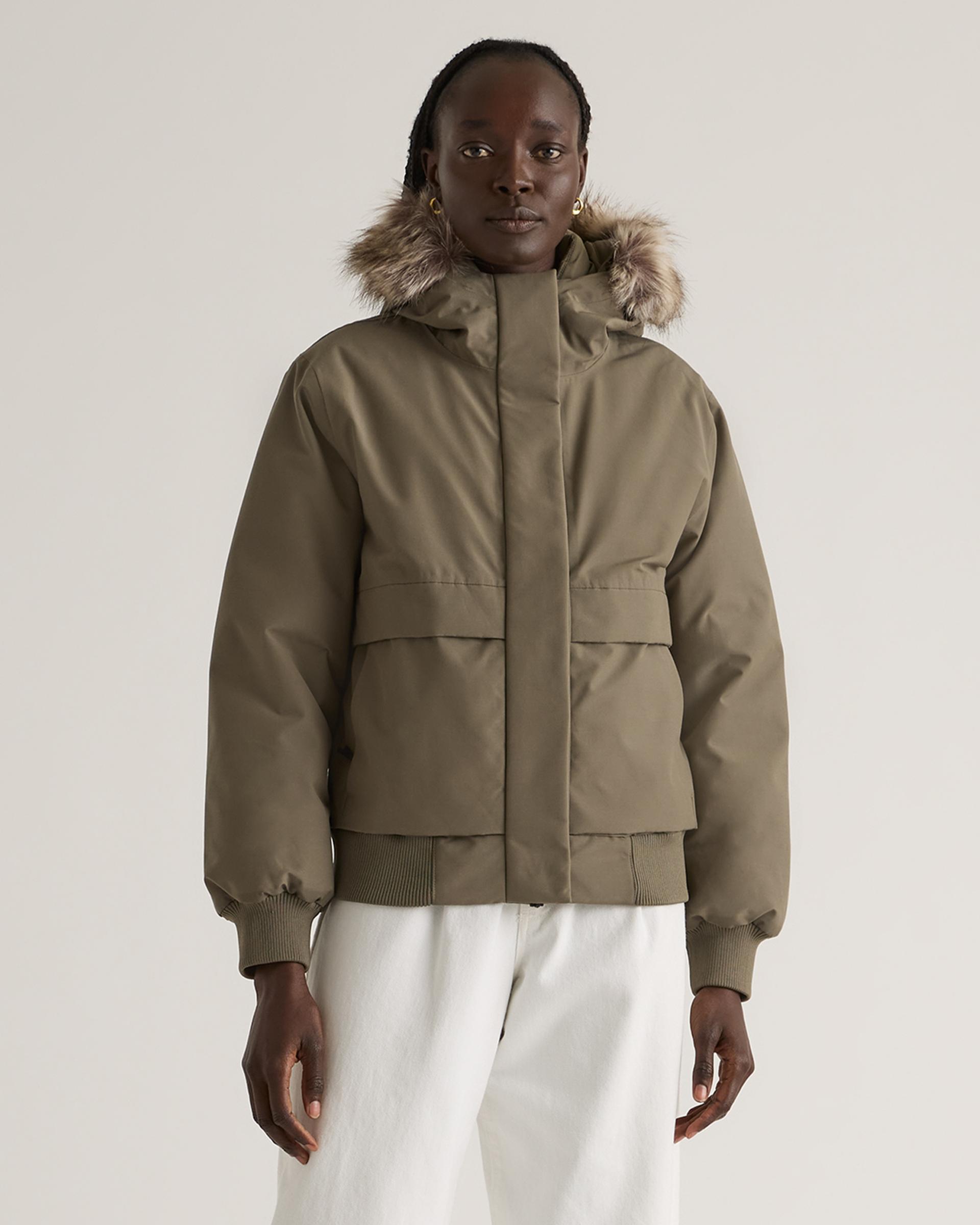 responsible down hooded short parka