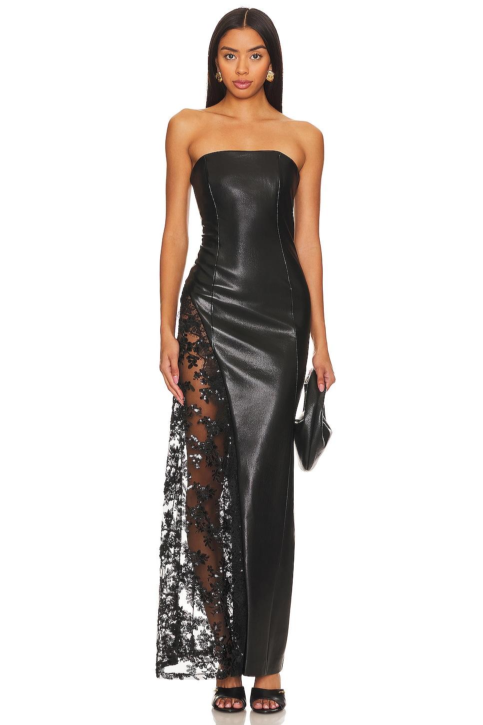 retha faux leather lace maxi dress