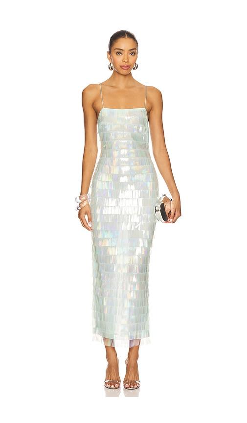 retrofete alana dress in blue.