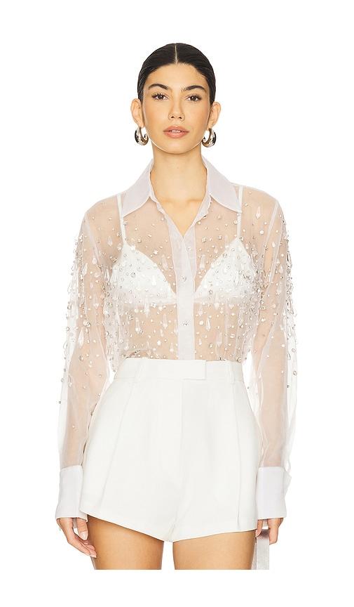 retrofete aubriella embellished shirt in white.