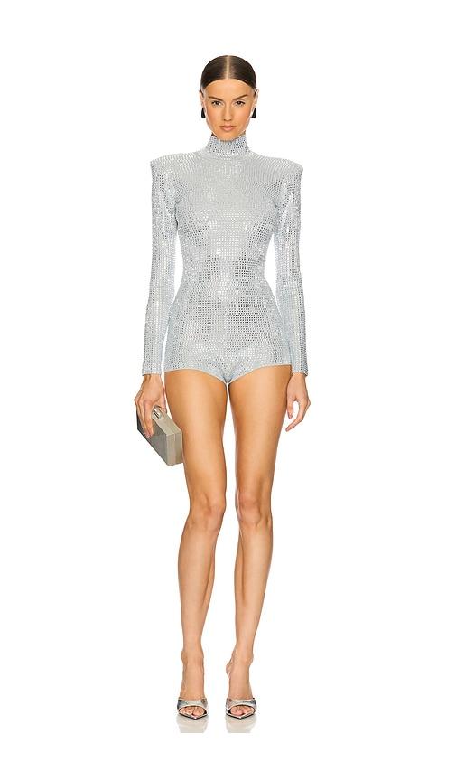 retrofete auburn knit romper in grey.