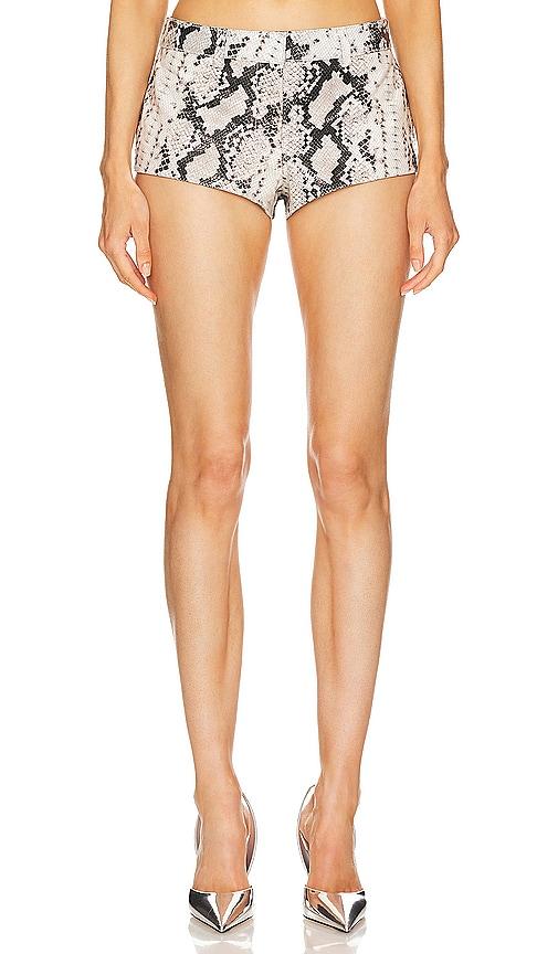 retrofete aven leather short in neutral.