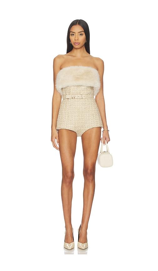 retrofete concetta tweed romper in neutral.