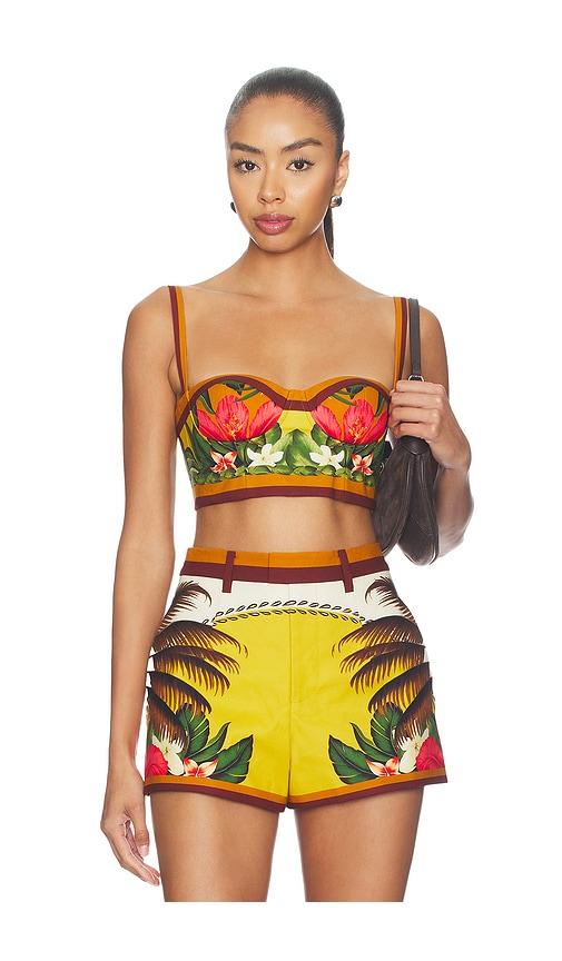 retrofete cricket bustier top in orange.