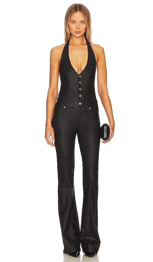 retrofete cynthia jumpsuit in black.