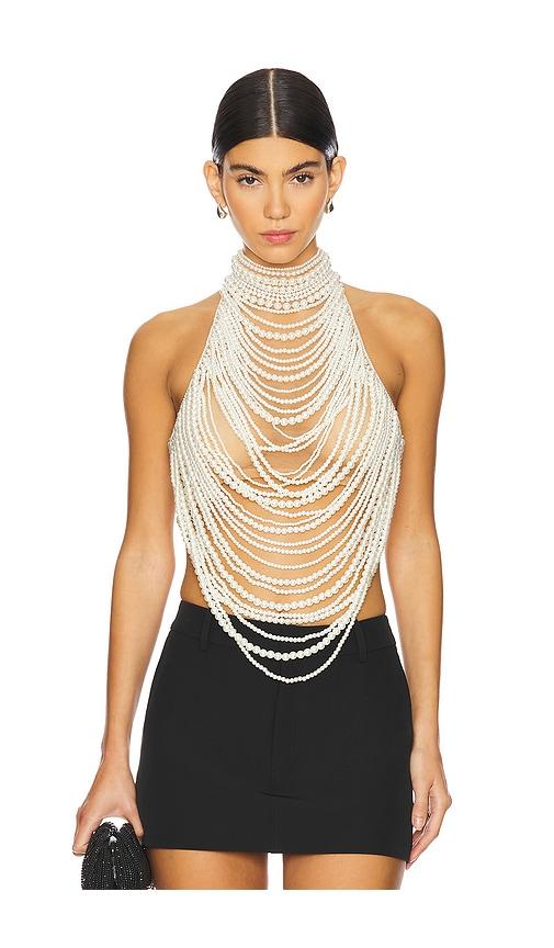 retrofete elsie pearl top in white.