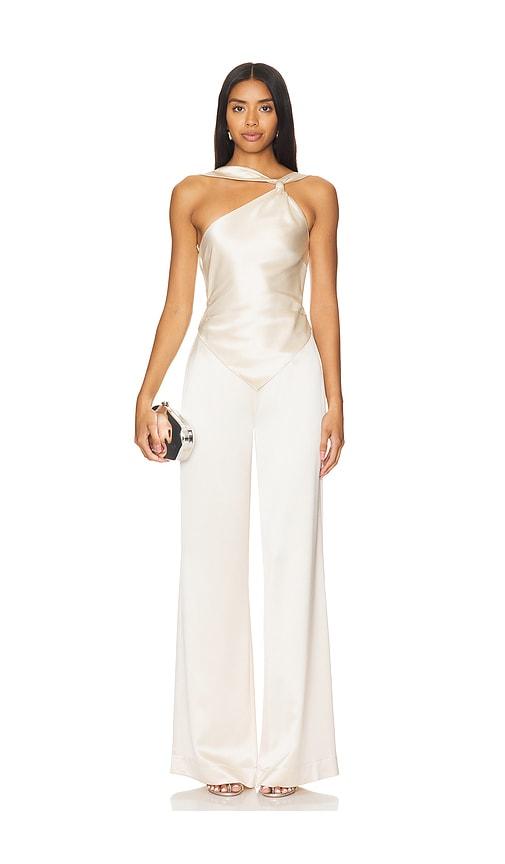 retrofete ensley jumpsuit in cream.