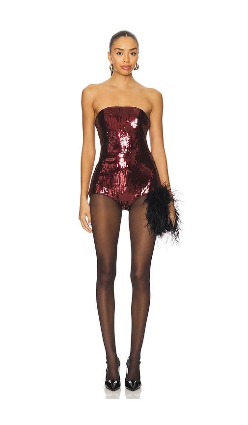 retrofete estella romper in burgundy.