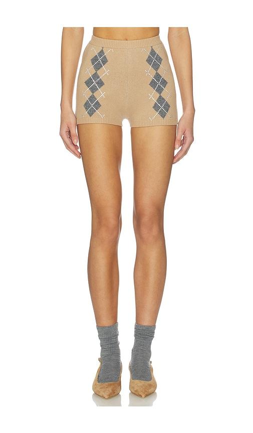 retrofete filomina embellished short in beige.