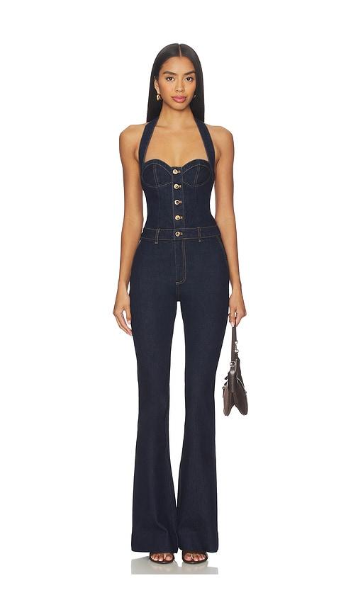 retrofete irma jumpsuit in blue.