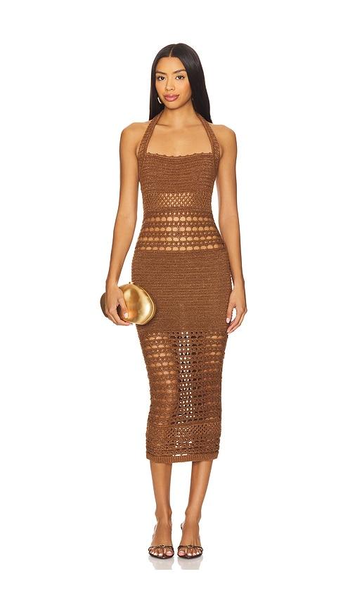 retrofete jaycee crochet dress in brown.