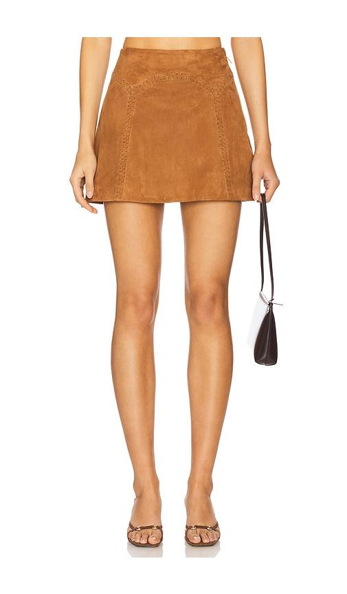 retrofete juana suede skirt in cognac.