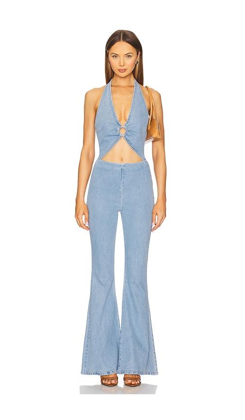 retrofete kairi denim jumpsuit in blue.