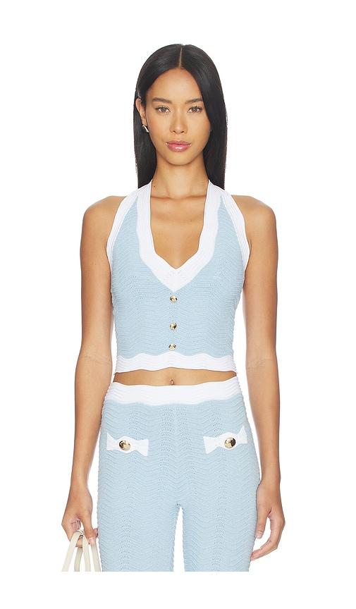 retrofete leena top in baby blue.