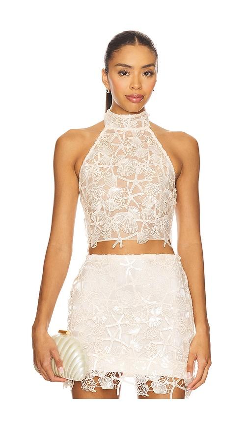 retrofete louelle sequin top in beige.
