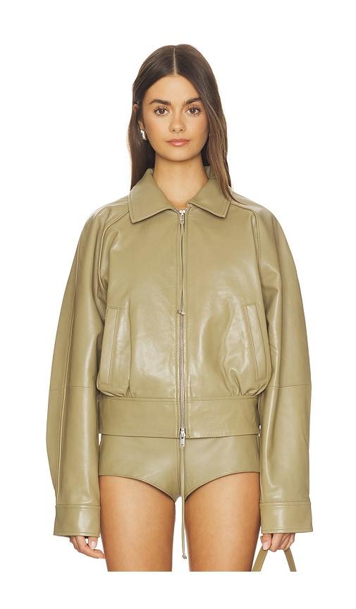 retrofete mariel leather jacket in tan.