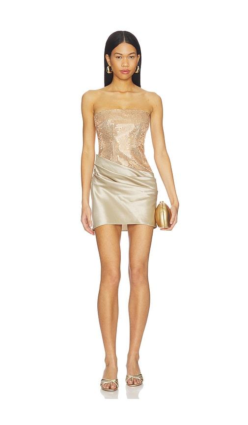 retrofete marieta dress in neutral,metallic copper.