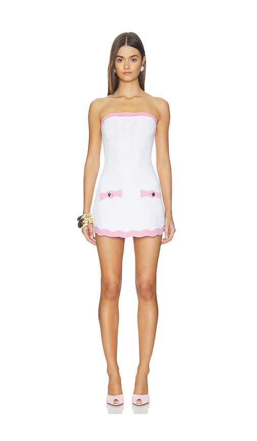 retrofete mirelda dress in white,pink.