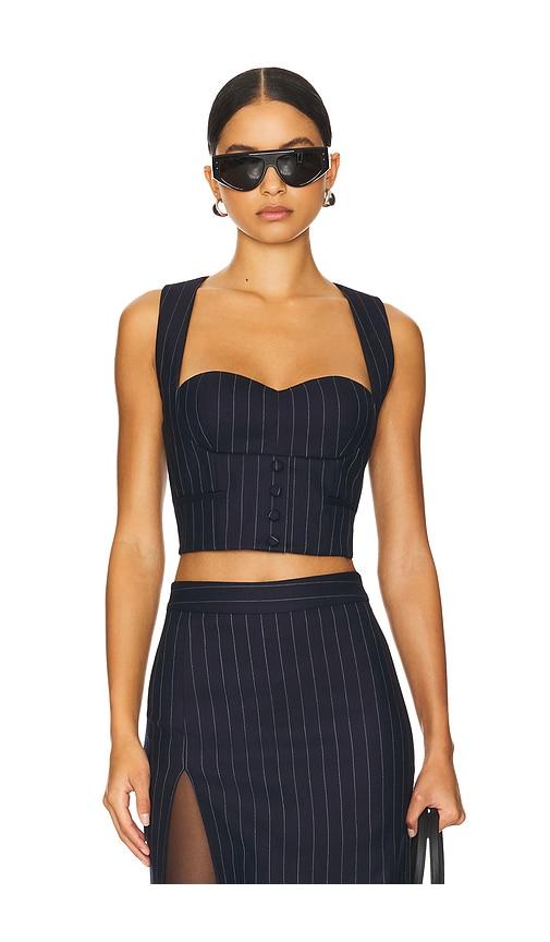 retrofete monet waistcoat in navy.