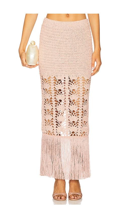 retrofete naida crochet skirt in peach.